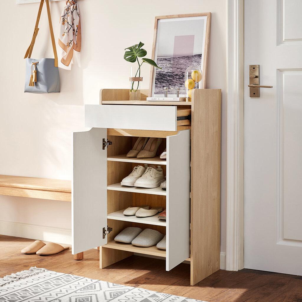 Meuble à chaussures 60 cm - Bois et blanc