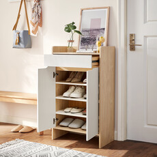 Meuble à chaussures 60 cm - Bois et blanc