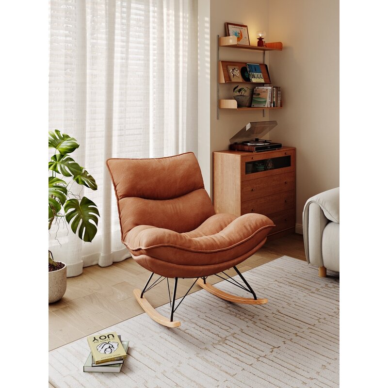 Rocking chair en tissu - Rouge
