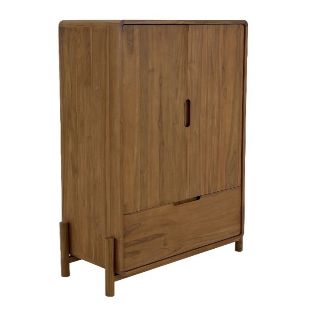 ALESHA - Armoire en teck 2 portes 1 tiroir 98 x 40 x 140 cm