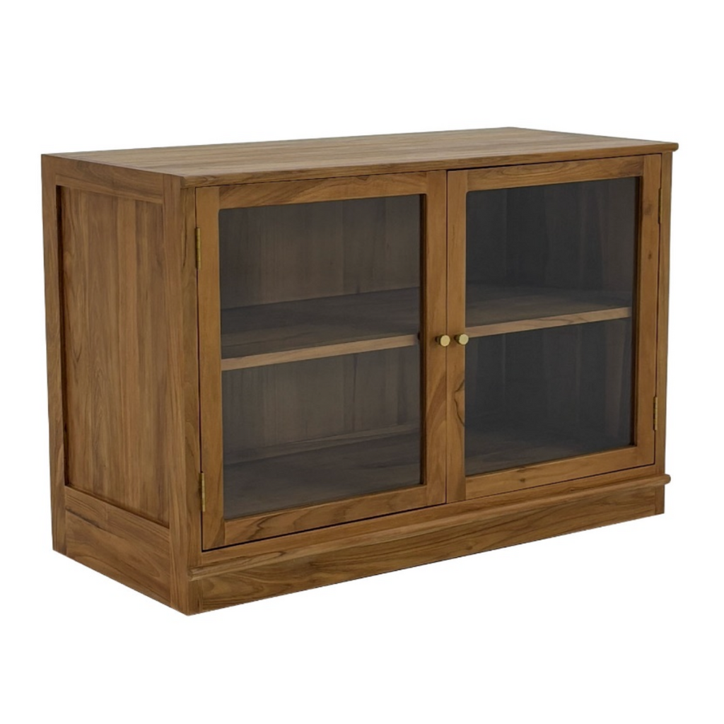 FLEXORA - Vitrine en Mindi 2 portes vitrés 96 x 44 x 71 cm