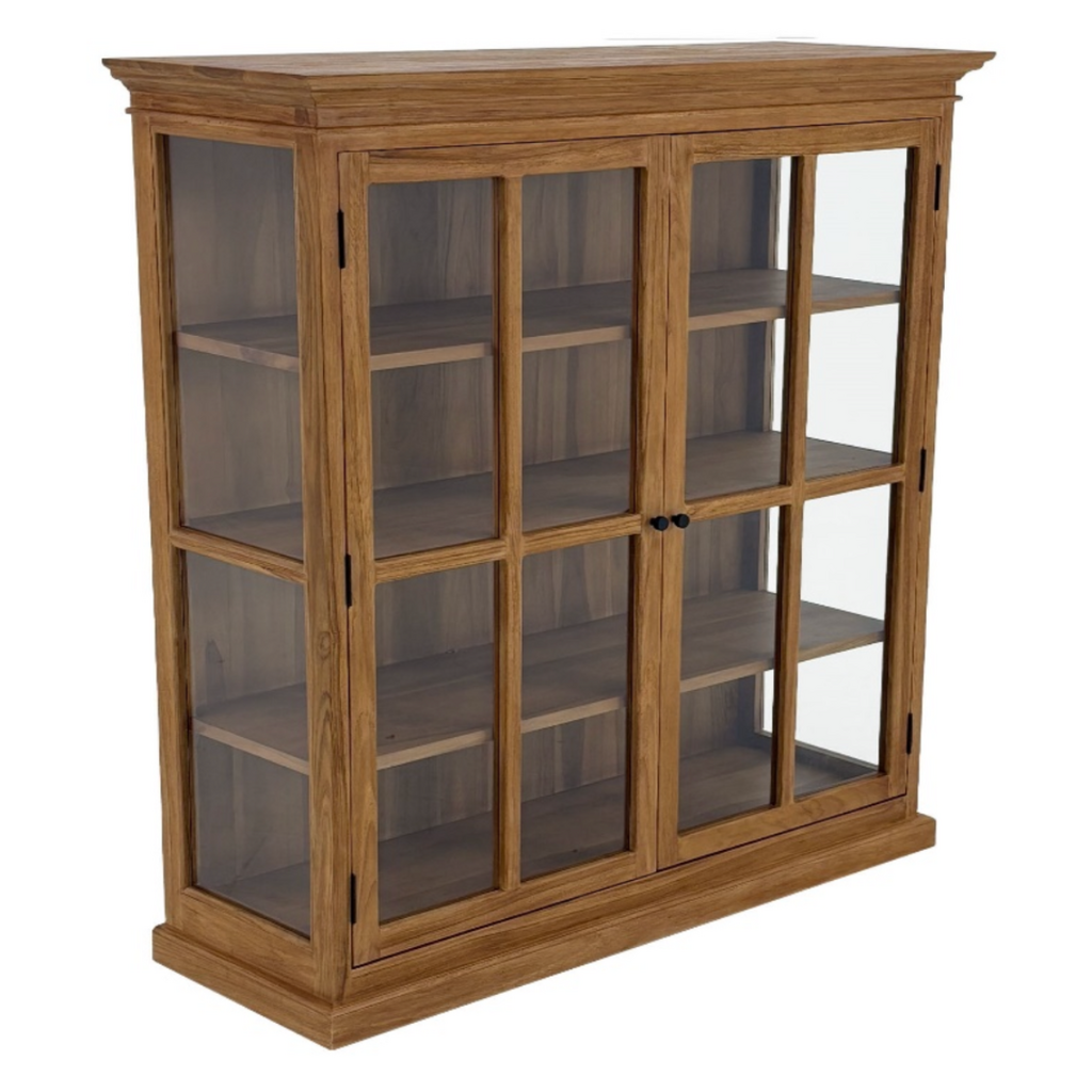 PARIS - Armoire Vitrine en Mindi 2 portes 114 x 40 x 120 cm