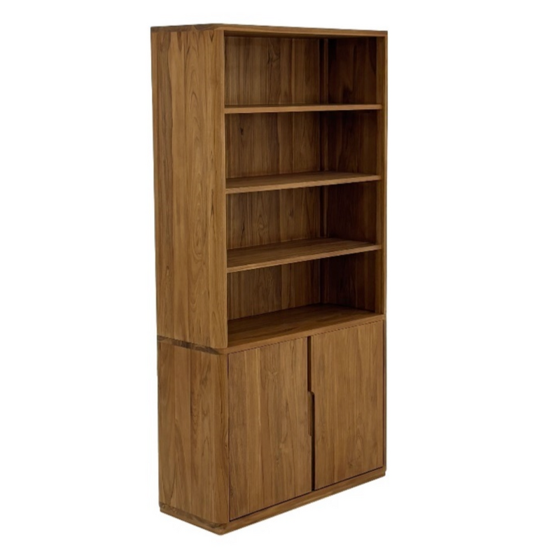 OSLO - Étagère 2 portes en teck 100 cm