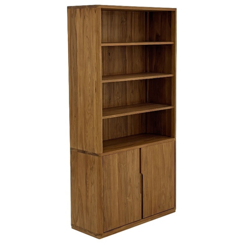 OSLO - Étagère 2 portes en teck 100 cm Brut