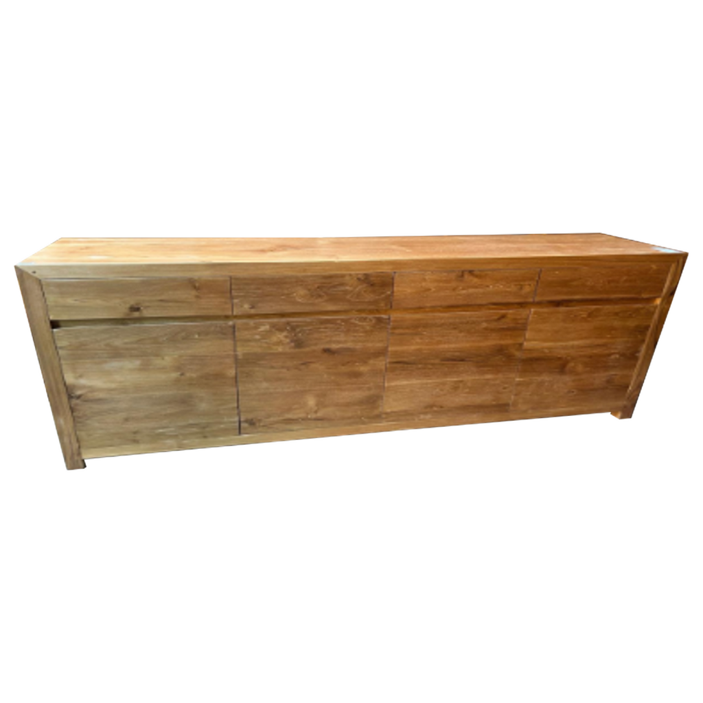 Buffet 4 portes 4 tiroirs en teck 195x45x85 Naturel clair