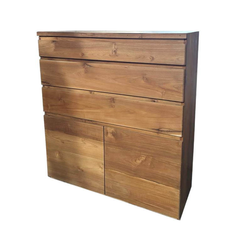 Mendos - Buffet 3 tiroirs 2 portes 110x40x120 cm Brut