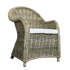 KUBU - Chaise en rotin avec coussin