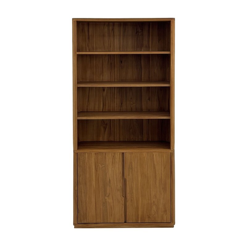 OSLO - Étagère 2 portes en teck 100 cm Brut