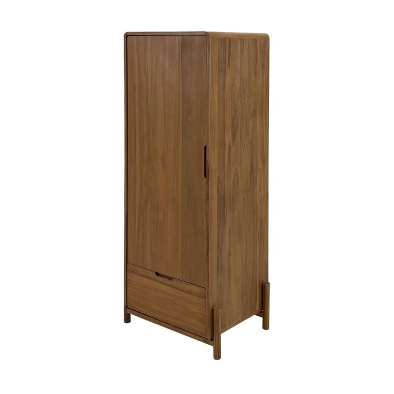ALESHA - Armoire en teck 1 porte 1 tiroir en 78 x 60 x 195 cm