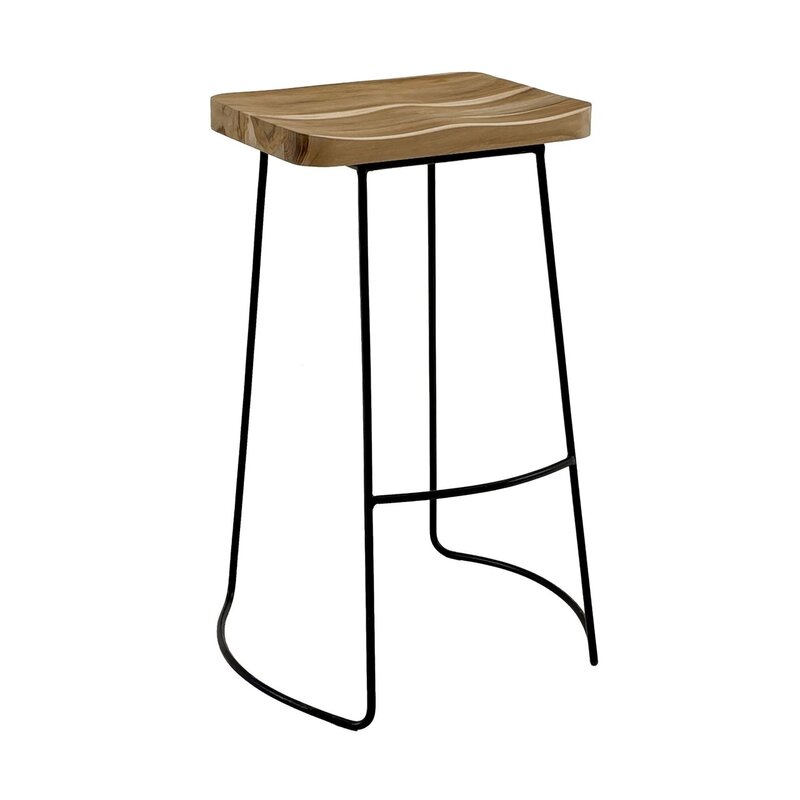 LOKO - Tabouret de bar en teck + métal