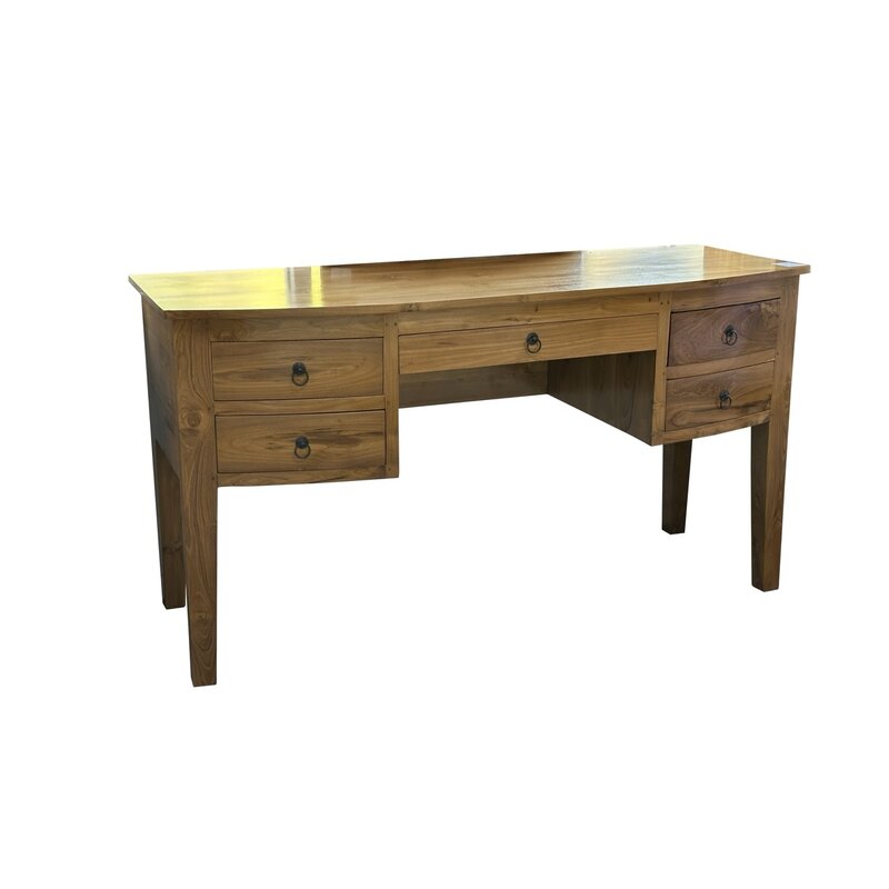 Bureau 5 tiroirs avec arrondis 150x60x80 Cm Naturel