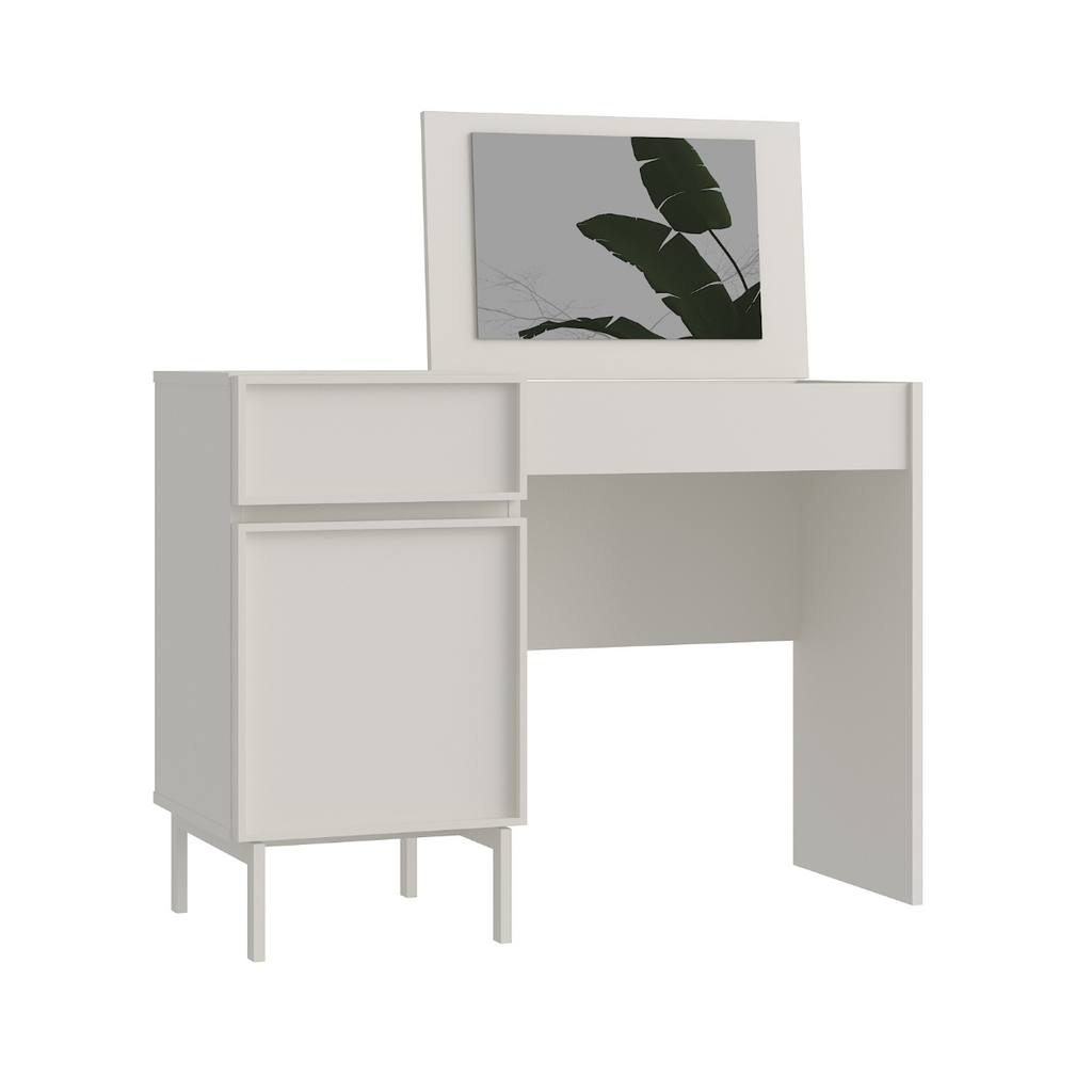 ARINA - Coiffeuse avec miroir 1 porte 1 tiroir
