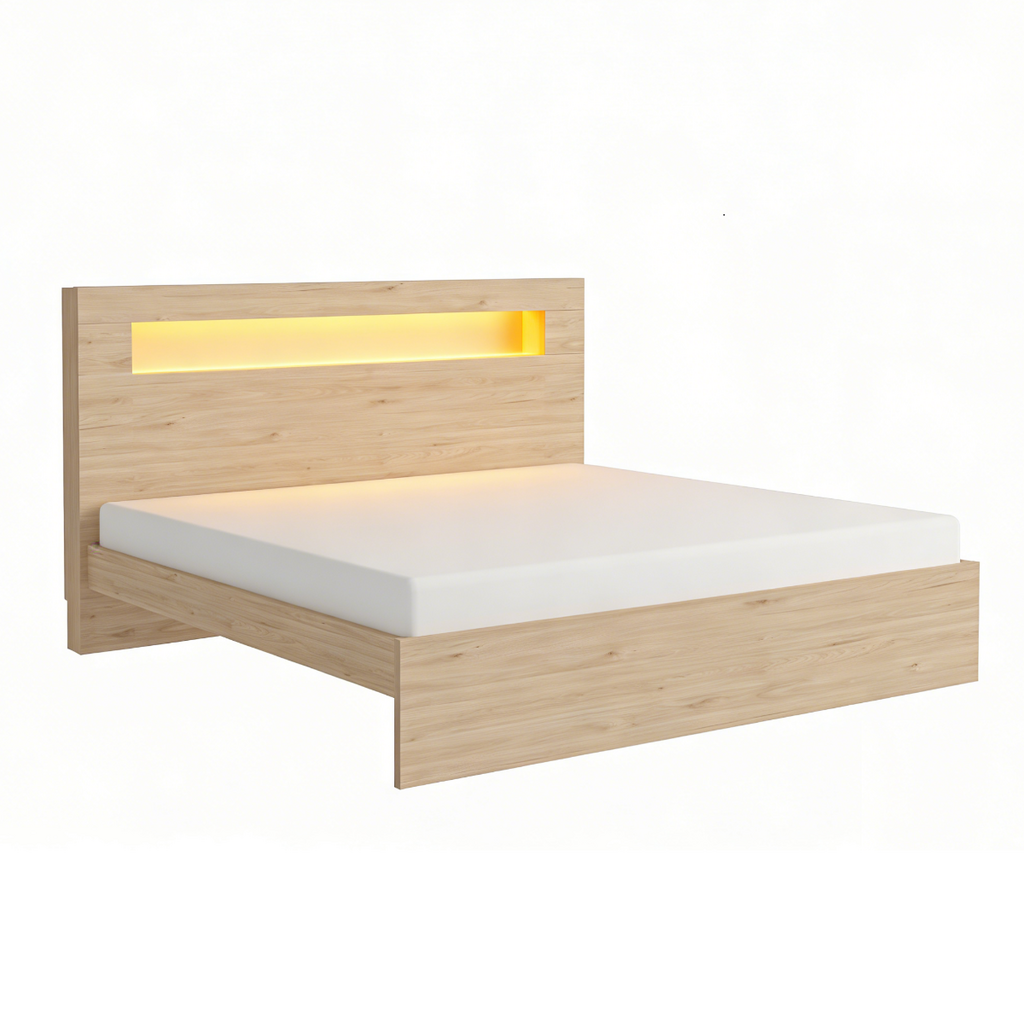 YVES - Lit avec lumière et niche en 180x200 cm