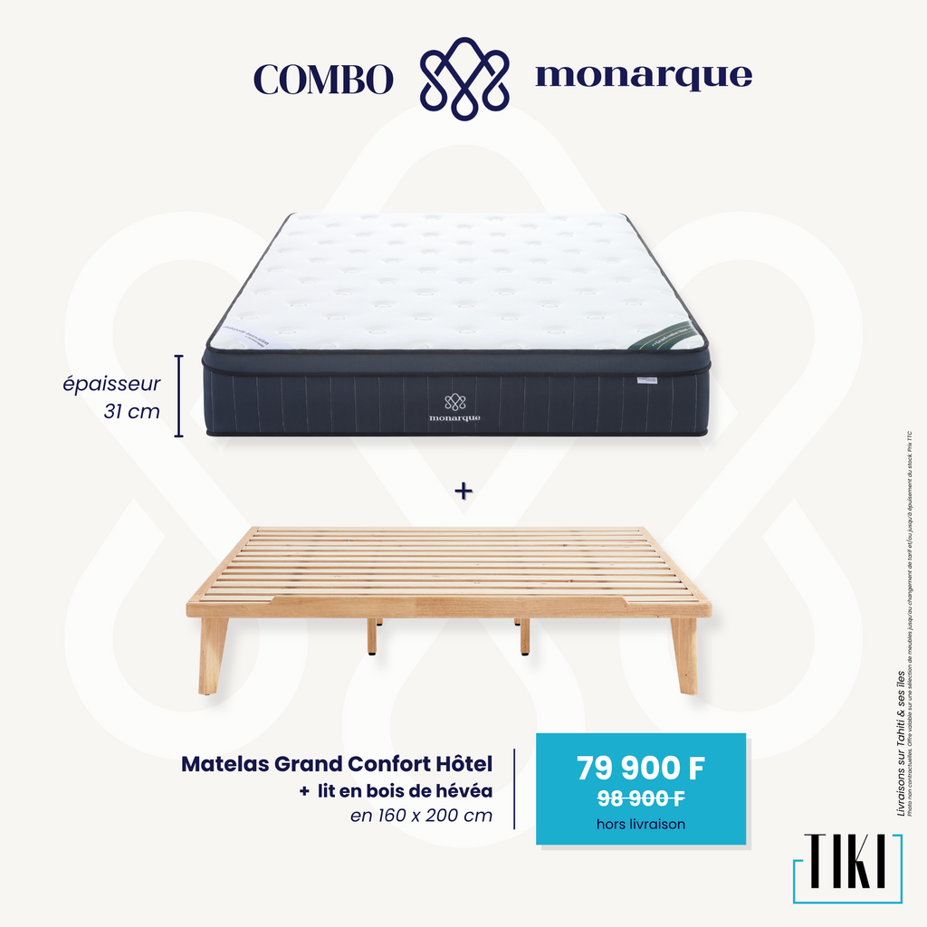 Combo Matelas Monarque Grand Confort Hotel 31 cm + Lit Patagonia