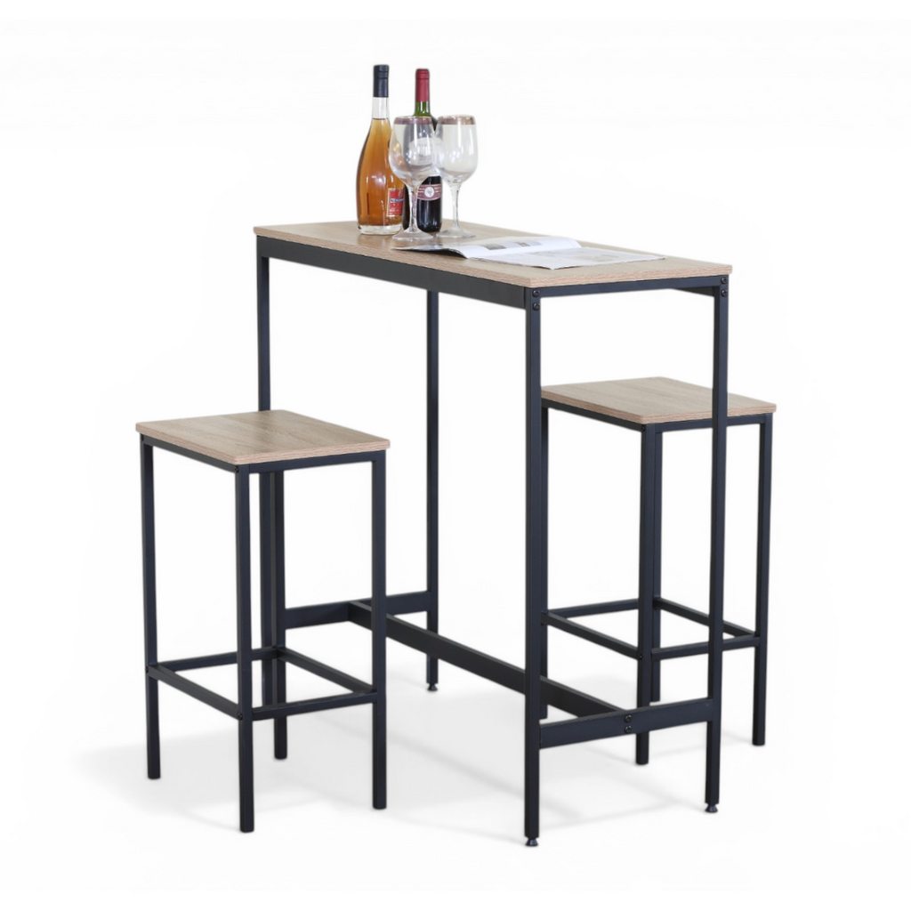 VELLA - Ensemble bar + 2 chaises de bar