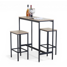 VELLA - Ensemble bar + 2 chaises de bar