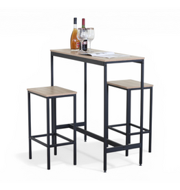 VELLA - Ensemble bar + 2 chaises de bar
