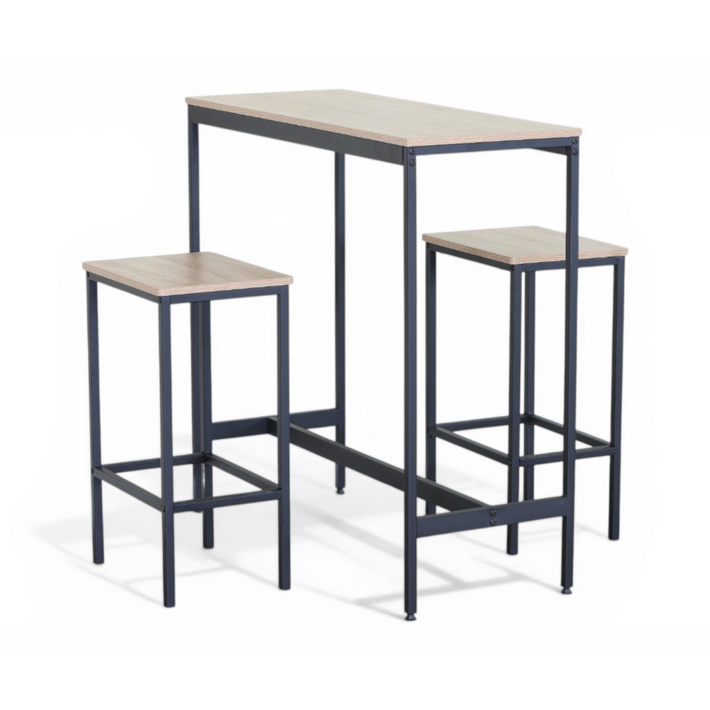 VELLA - Ensemble bar + 2 chaises de bar