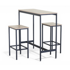 VELLA - Ensemble bar + 2 chaises de bar