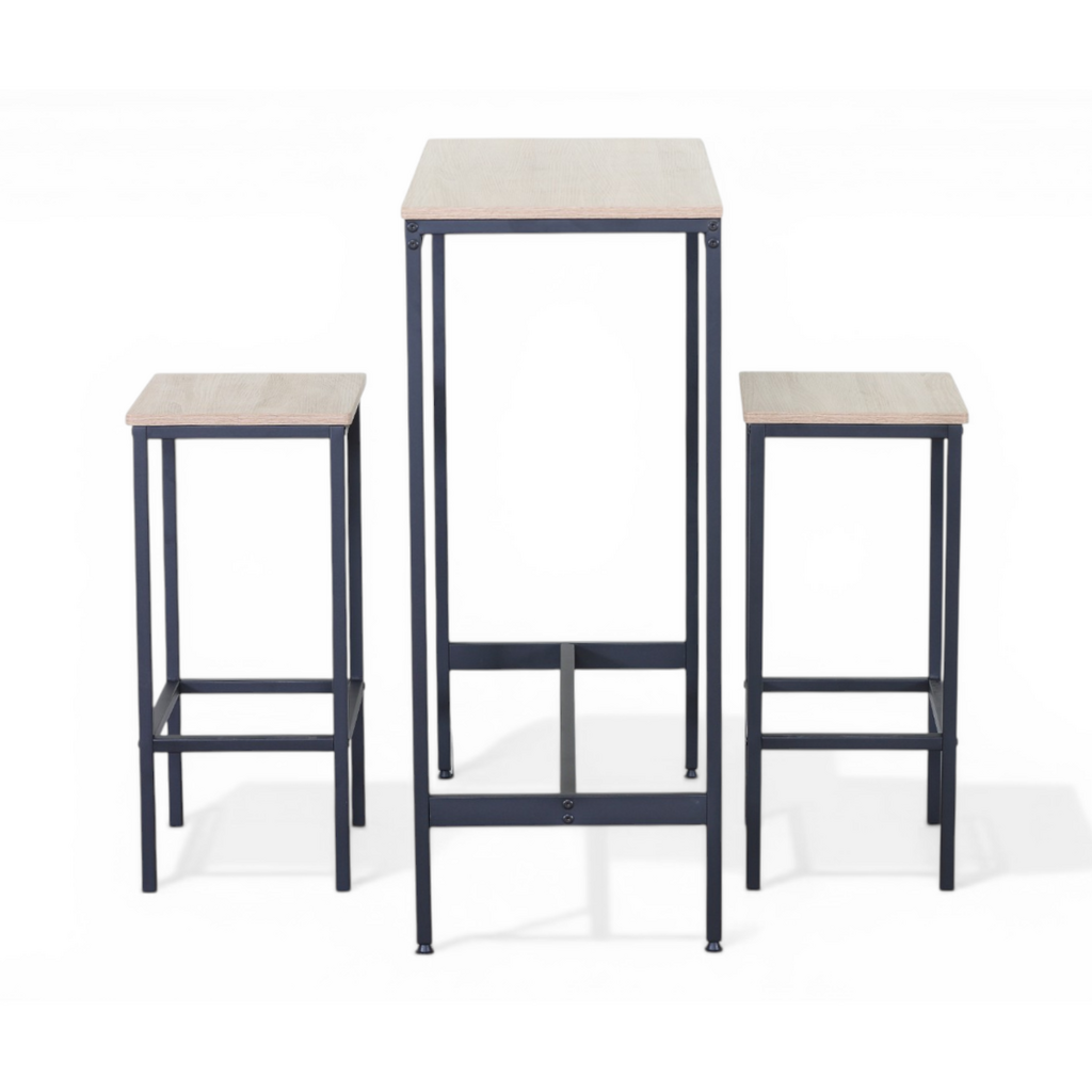 VELLA - Ensemble bar + 2 chaises de bar