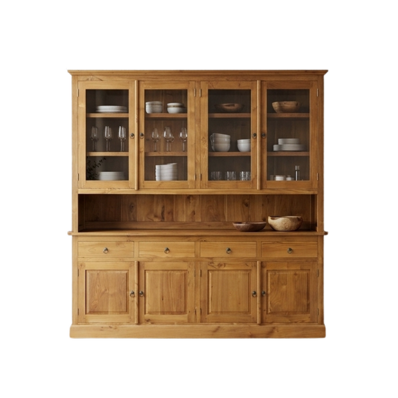 Vaisselier vitré 8 portes 4 tiroirs 200x50x200 cm (BT-226)