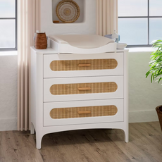 NEREIDES - Commode 3 tiroirs neige et rotin