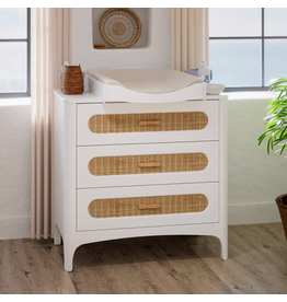 NEREIDES - Commode 3 tiroirs neige et rotin