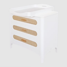 NEREIDES - Commode 3 tiroirs neige et rotin