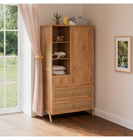 MARELIA - Armoire 1 porte 3 tiroirs en bois massif
