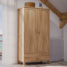 NAIA - Armoire 2 portes 1 tiroir en bois 93x52x175 cm