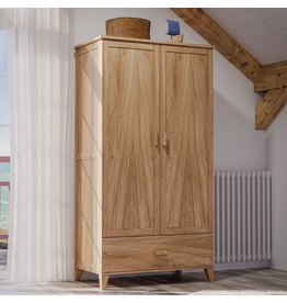 NAIA - Armoire 2 portes 1 tiroir en bois 93x52x175 cm