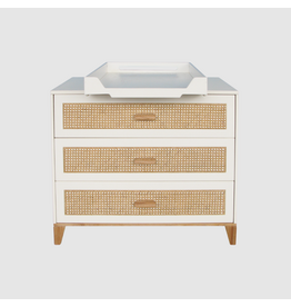 NAMI - Commode 3 tiroirs neige et rotin