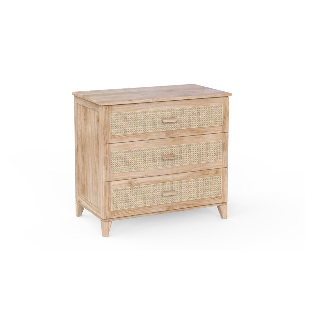 NAMI - Commode 3 tiroirs en bois et rotin