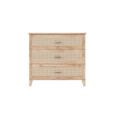NAMI - Commode 3 tiroirs en bois et rotin