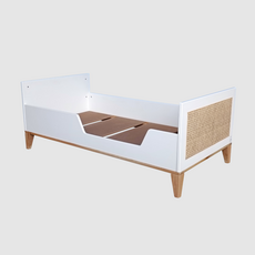 NAMI - Lit bébé évolutif en neige et rotin 70x140cm