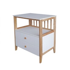 GASPARD - Commode 2 tiroirs neige et bois