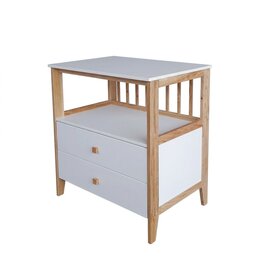 GASPARD - Commode 2 tiroirs neige et bois