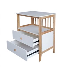 GASPARD - Commode 2 tiroirs neige et bois