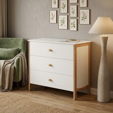 ANTOINE - Commode 3 tiroirs neige et bois