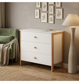 ANTOINE - Commode 3 tiroirs neige et bois