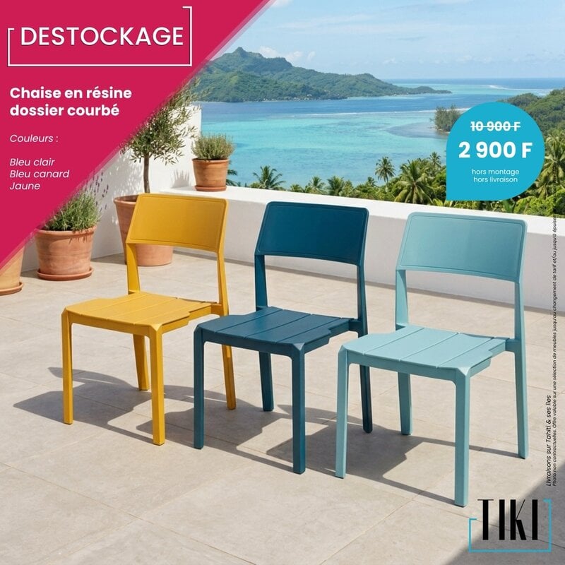 Chaise de table en résine dossier courbe