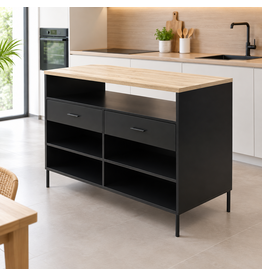 Buffet îlot Suri 2 tiroirs 120x60x90 cm
