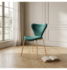 Chaise en velours et pieds métal