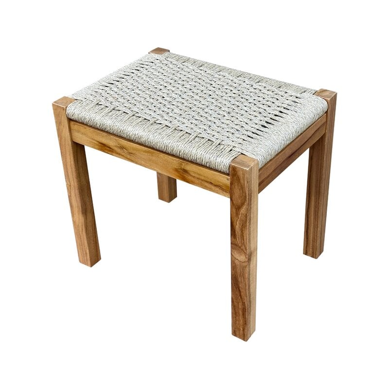 LUCKY - Tabouret tressé en teck