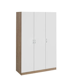 Armoire Penderie Monteno 4 étagères 3 portes 120x50x184 cm