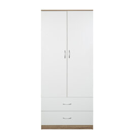 Armoire Monteno 2 portes avec 3 étagères 2 tiroirs 76x45x180 cm