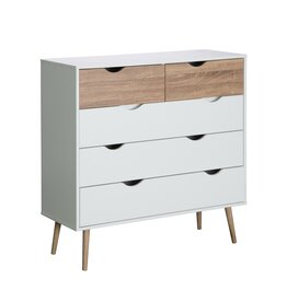 Commode Monteno 5 tiroirs 39x99x101 cm Chêne-Blanc