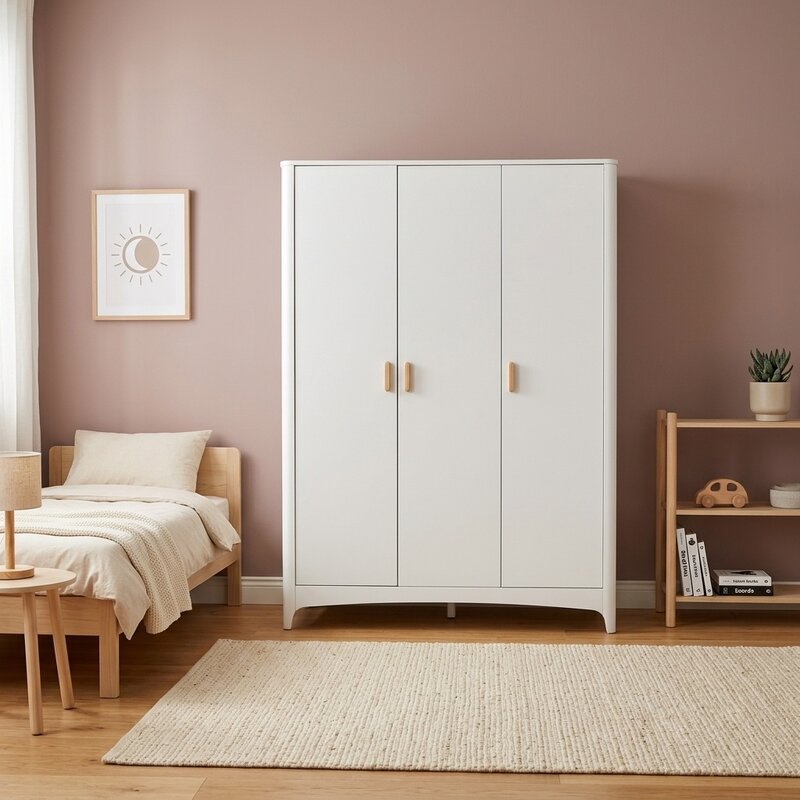 NEREE - Armoire 3 portes Neige 145x58x190 cm