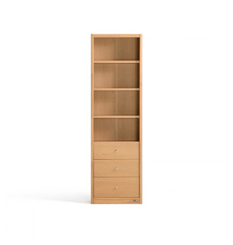 Bibliothèque étagères 3 tiroirs 60 cm - bois