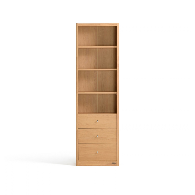 Bibliothèque étagères 3 tiroirs 60 cm - bois